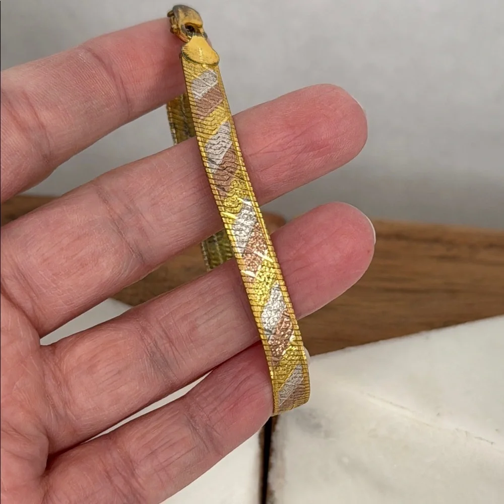 Vintage Italian Estate Gold Tone, Copper Tone and 925 Silver Bracelet lot C51